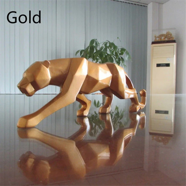 Modern Resin Geometric Black Panther Sculpture - Image 6