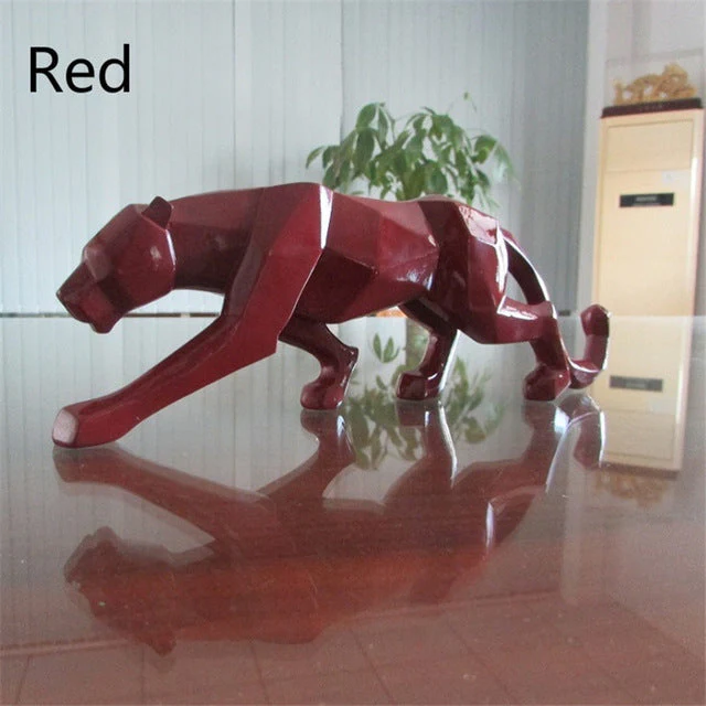 Modern Resin Geometric Black Panther Sculpture - Image 7