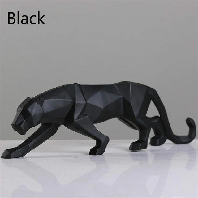 Modern Resin Geometric Black Panther Sculpture - Image 8
