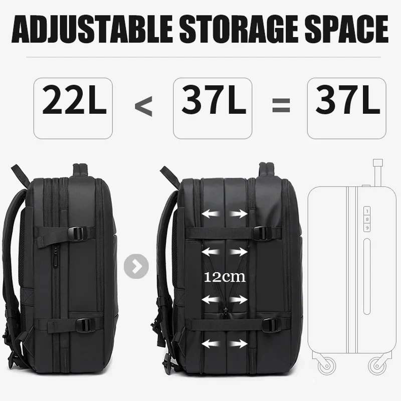 Modern Style Expandable Smart Large Waterproof Travel Backpack - Image 3