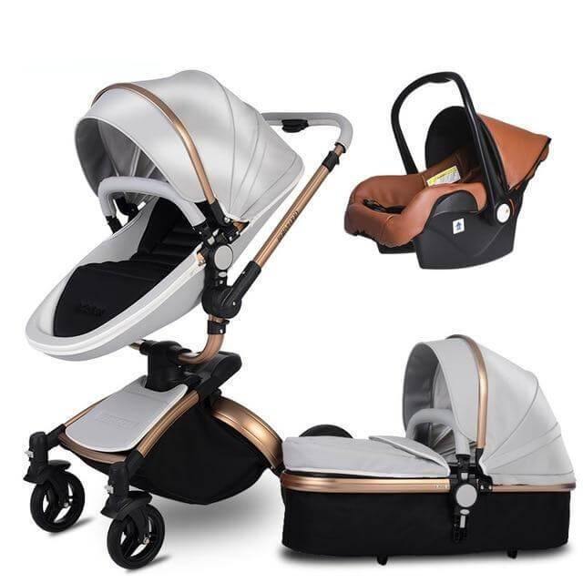 Modern Stylish Aluminium 3 in 1 Two way Baby Stroller - Image 12