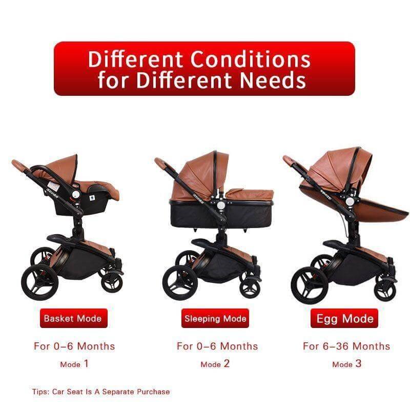 Modern Stylish Aluminium 3 in 1 Two way Baby Stroller - Image 14