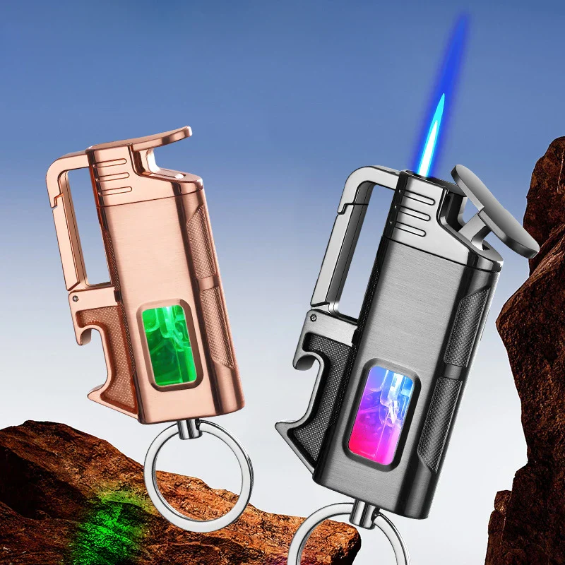 Modern Windproof Metal  Bottle Opener Keychain Lighter - Image 2