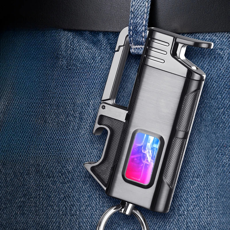 Modern Windproof Metal  Bottle Opener Keychain Lighter - Image 4