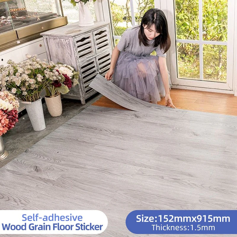Modern Wood Grain PVC Self-Adhesive Floor Sticker - Image 2