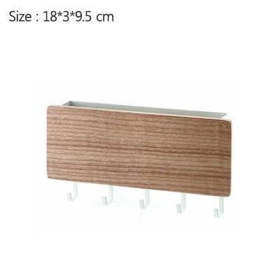 Modern Wood Wall Organizer with Hooks - Image 4