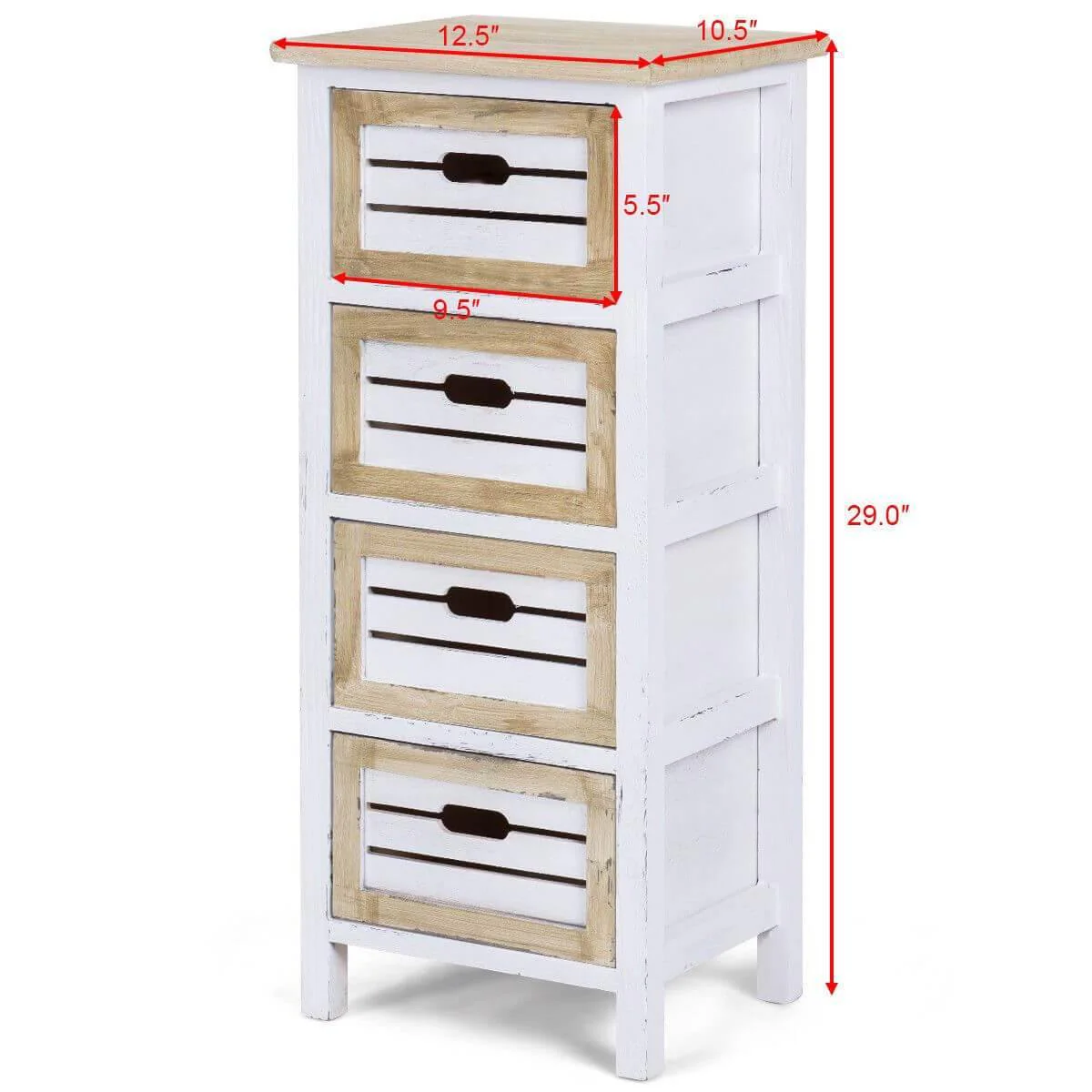 Modern Wooden Bedside Table Nightstand with 4 Drawers - Image 4