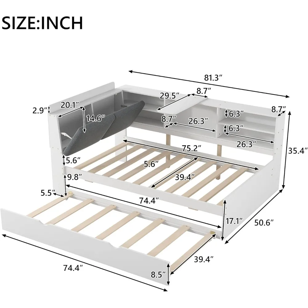 Modular Hidden Storage Drawers Modern Bed - Image 5