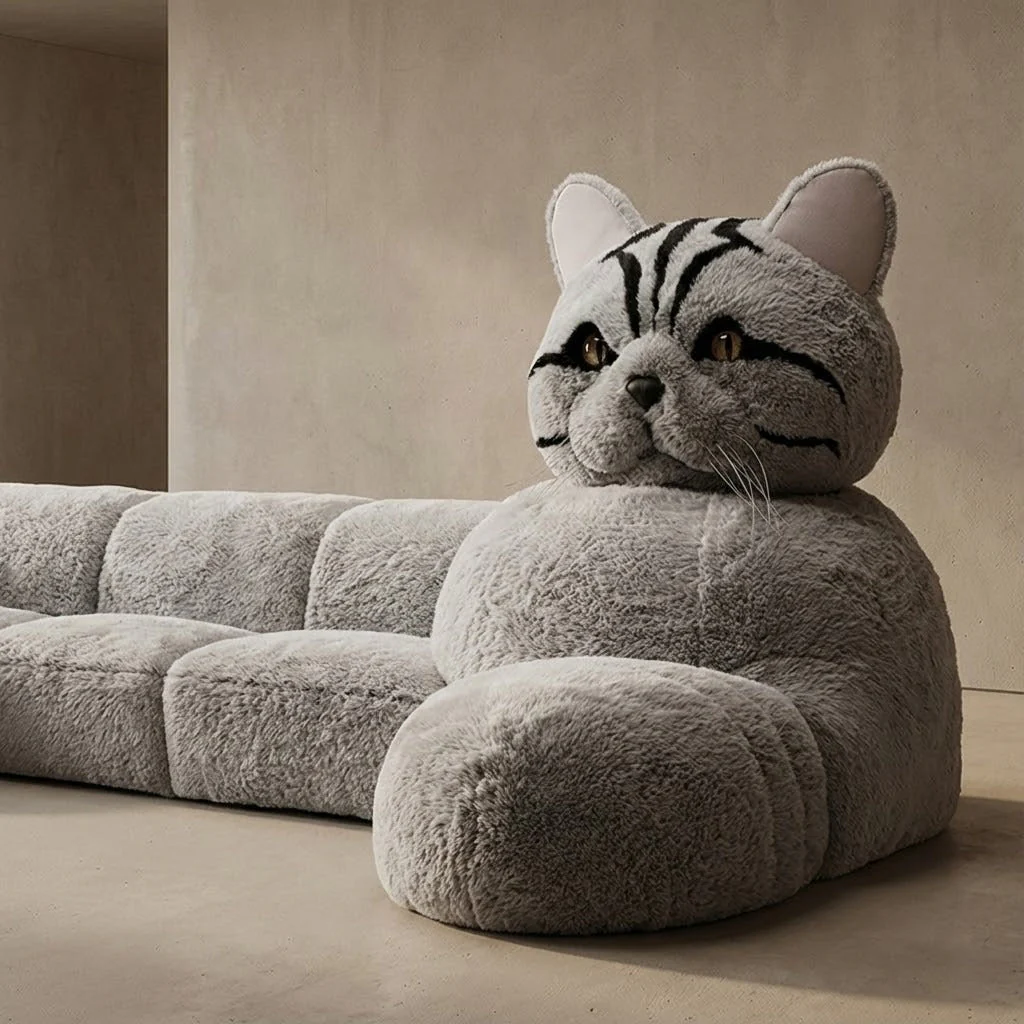 Monster Giant Cat Plush Sleeper Sofa - Image 3