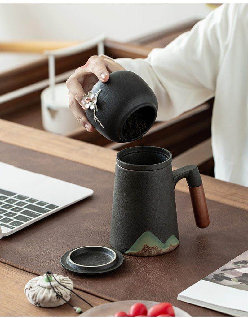 Mountain Art Ceramic Tea Mugs With Filter - Image 10