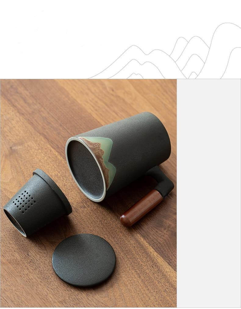 Mountain Art Ceramic Tea Mugs With Filter - Image 12