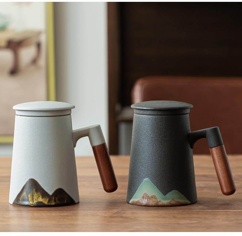 Mountain Art Ceramic Tea Mugs With Filter - Image 6