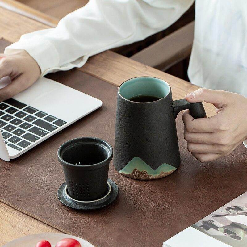 Mountain Art Ceramic Tea Mugs With Filter - Image 8