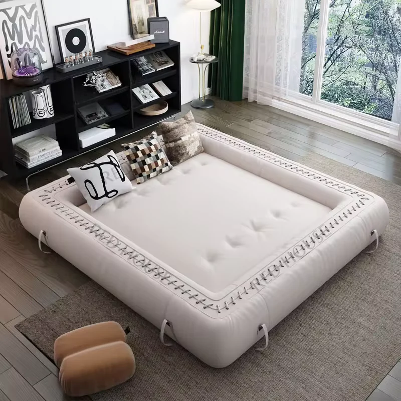 Multi-Fold Vintage Elegant Tatami Leather Sofa Bed - Image 2