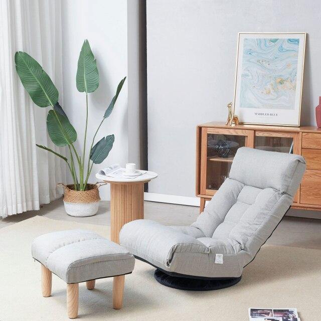 Multi-Functional Reclining Single Floor Chair with Ottoman - Image 4