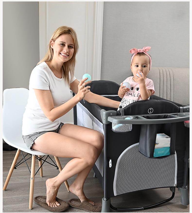 Multifunctional Foldable Baby Bed with Removable Side - Image 4