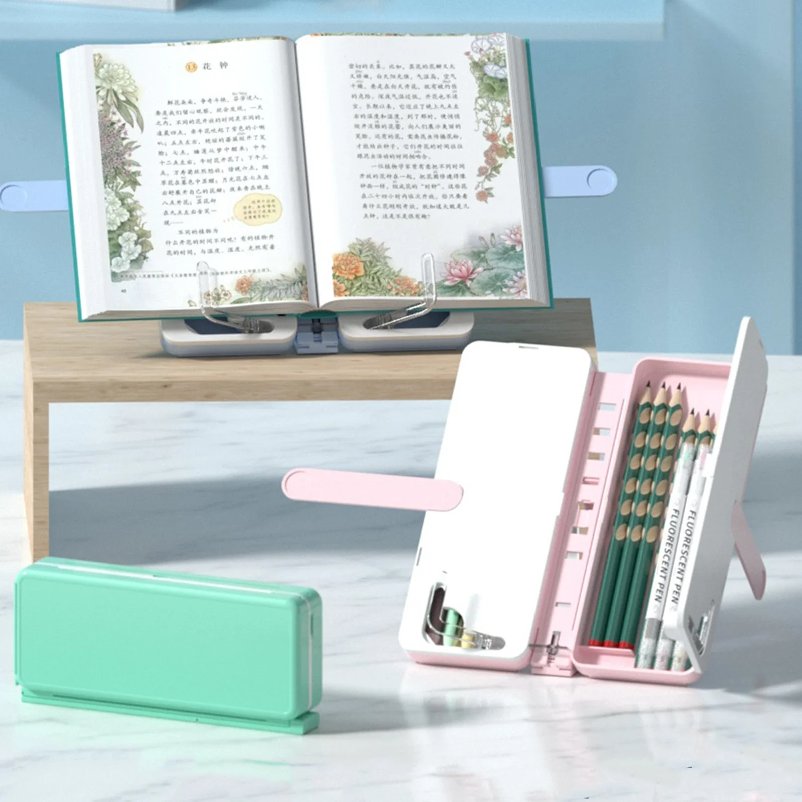 Multifunctional Foldable Book Holder Stationery Box - Image 5