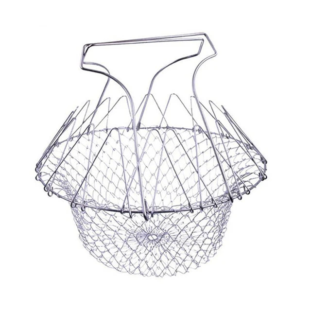 Multifunctional Foldable Steam Fry Cooking Mesh Strainer - Image 7