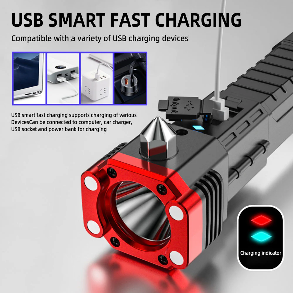 Multifunctional Heavy-Duty Magnetic Safety Rechargeable Flashlight - Image 5