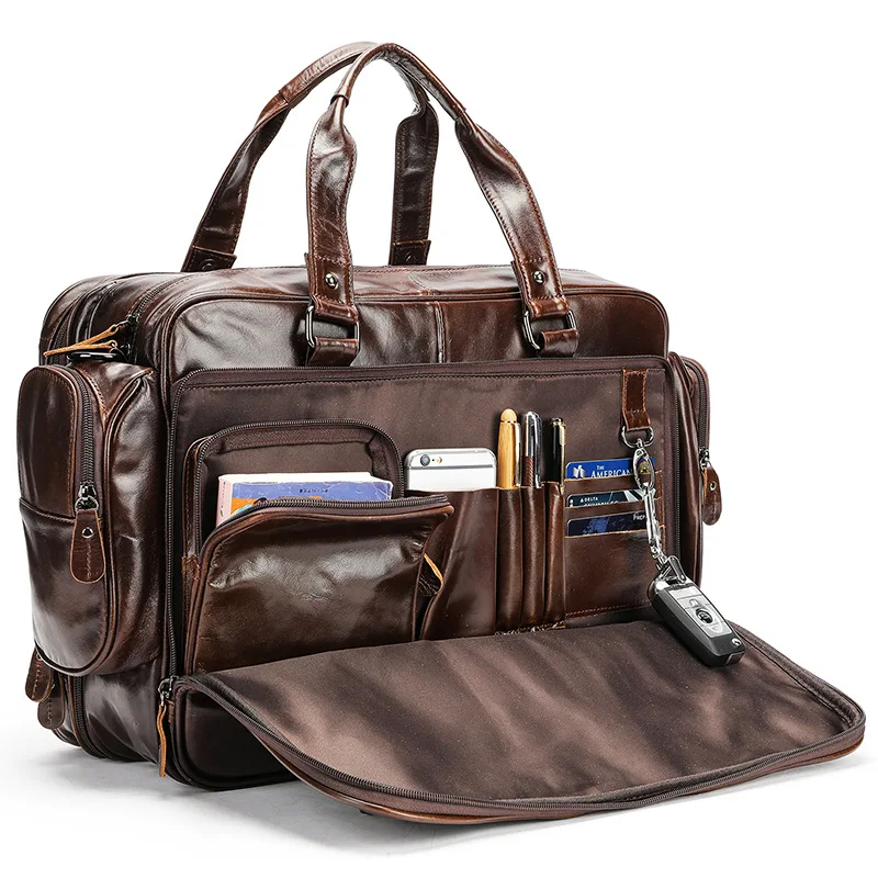 Multifunctional Large Capacity Genuine Leather Vintage Handbag - Image 3