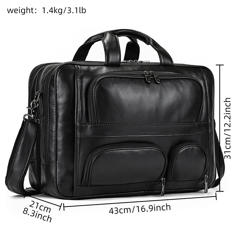 Multifunctional Large Capacity Genuine Leather Vintage Handbag - Image 4