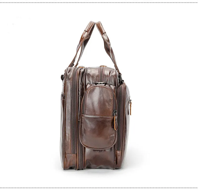 Multifunctional Large Capacity Genuine Leather Vintage Handbag - Image 7