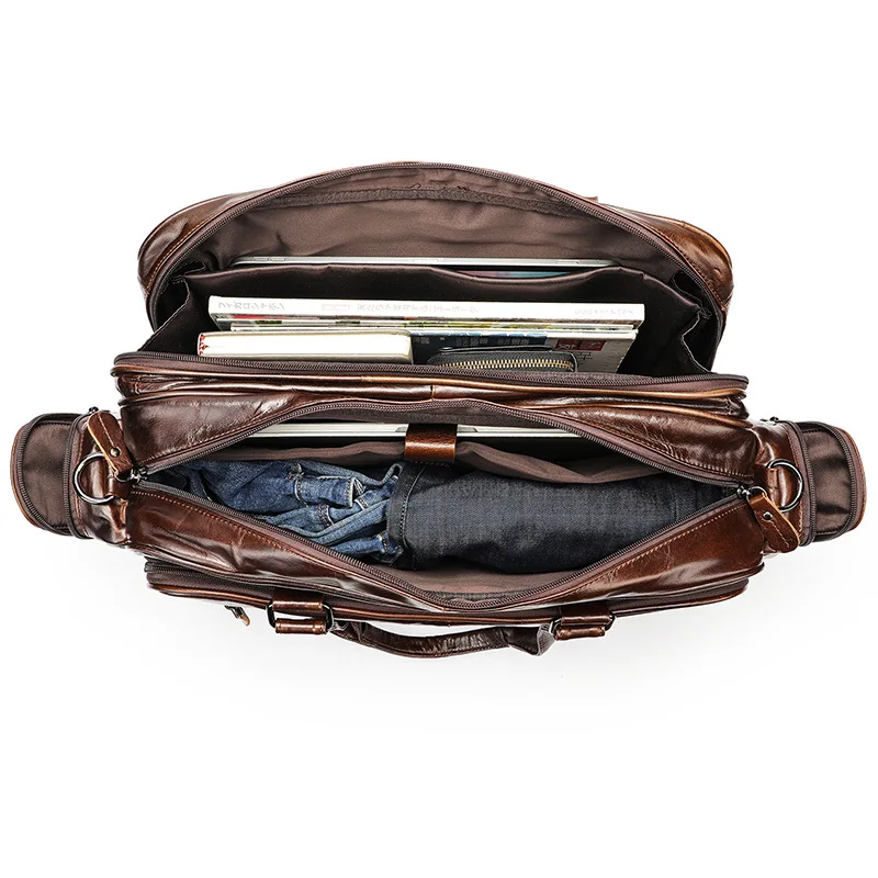 Multifunctional Large Capacity Genuine Leather Vintage Handbag - Image 9