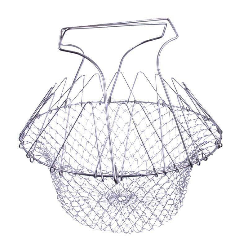 Multifunctional Stainless Steel Folding Deep Fry Drainer Basket - Image 9