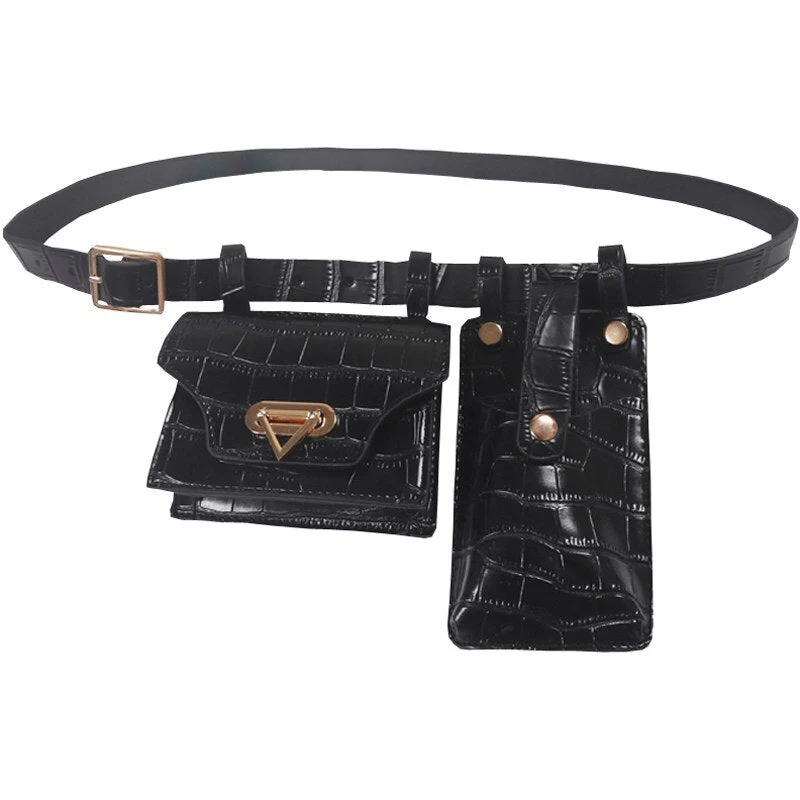 Multiple Pockets Leather Adjustable Strap Compact Belt Bag - Image 6
