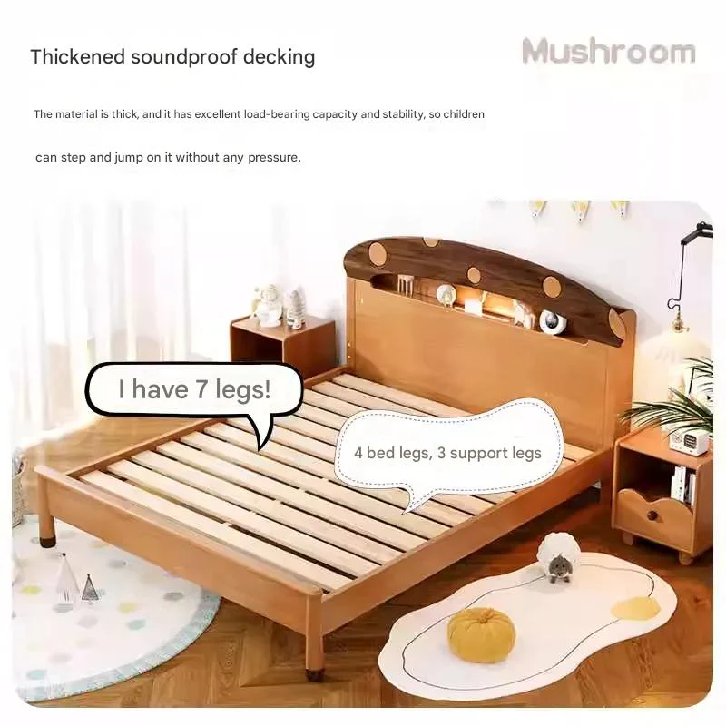 Mushroom Skytime Night Simple Wooden Bed - Image 6