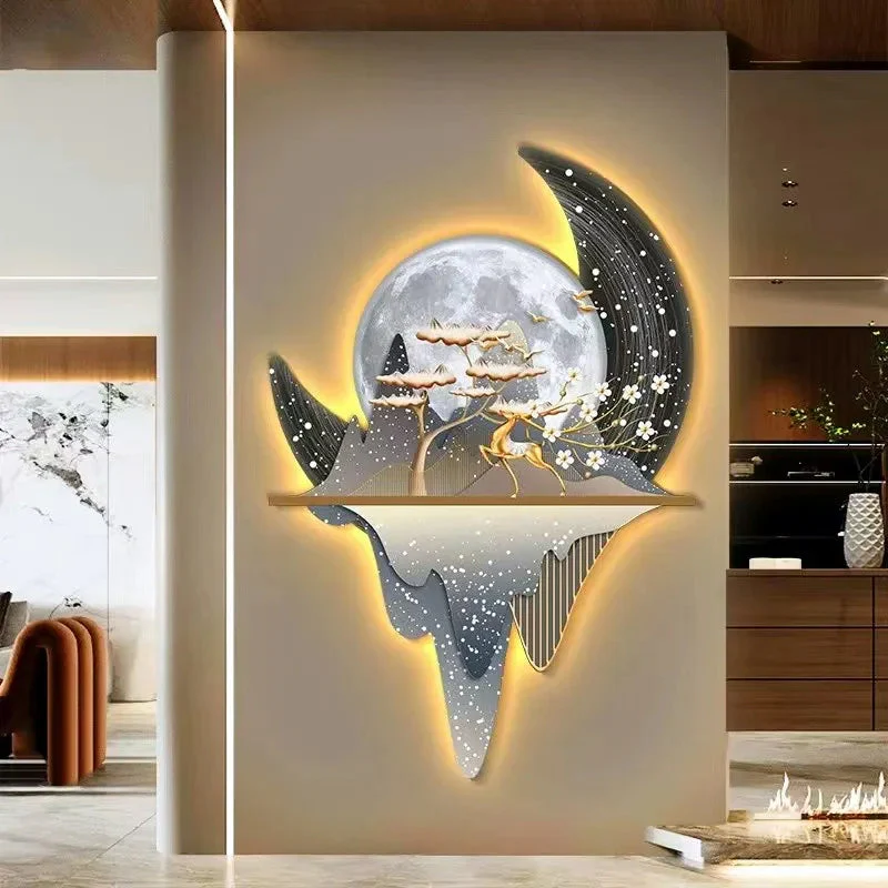 Mystical Forest Moon Glow Landscape LED Wall Canvas Art - Image 2