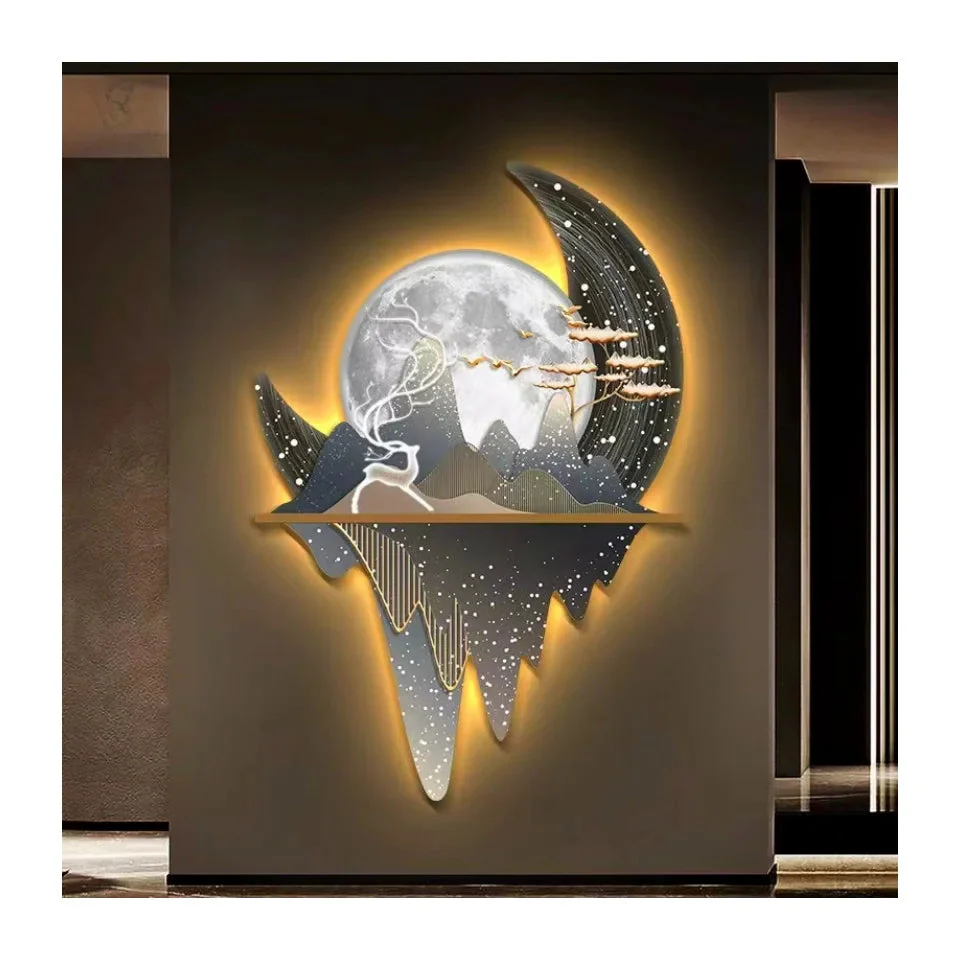 Mystical Forest Moon Glow Landscape LED Wall Canvas Art - Image 3