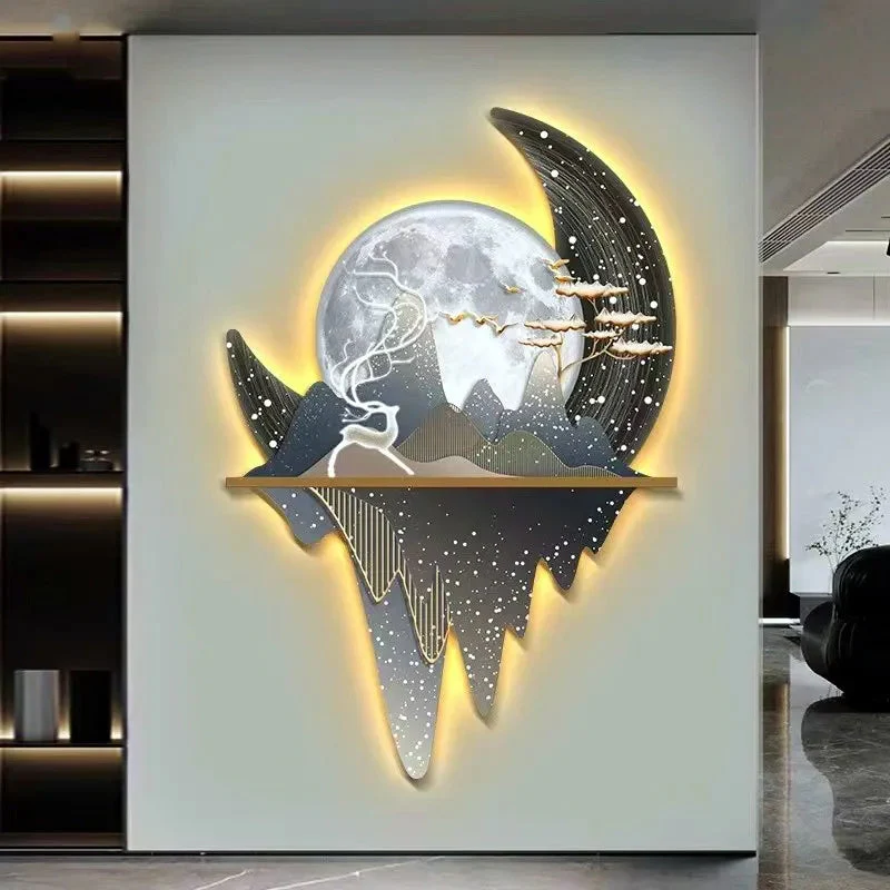 Mystical Forest Moon Glow Landscape LED Wall Canvas Art - Image 4