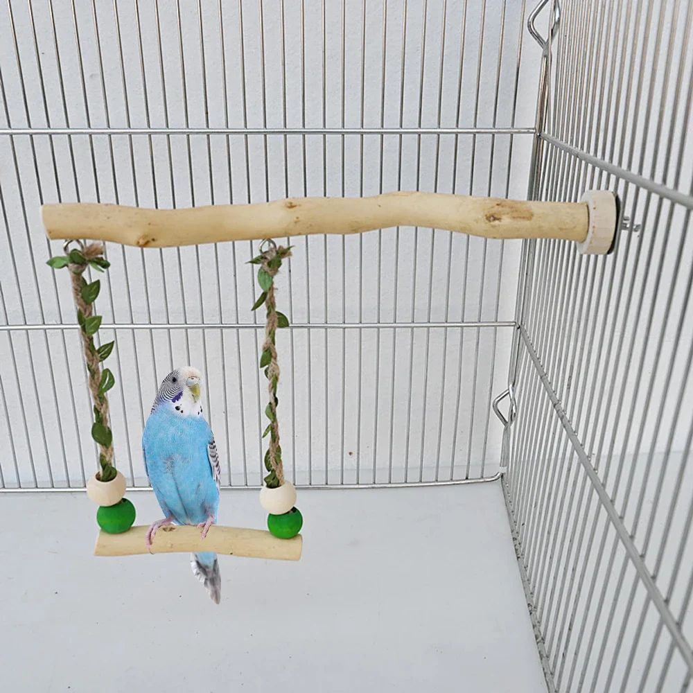 Natural Wood Hanging Bird Swing - Image 6