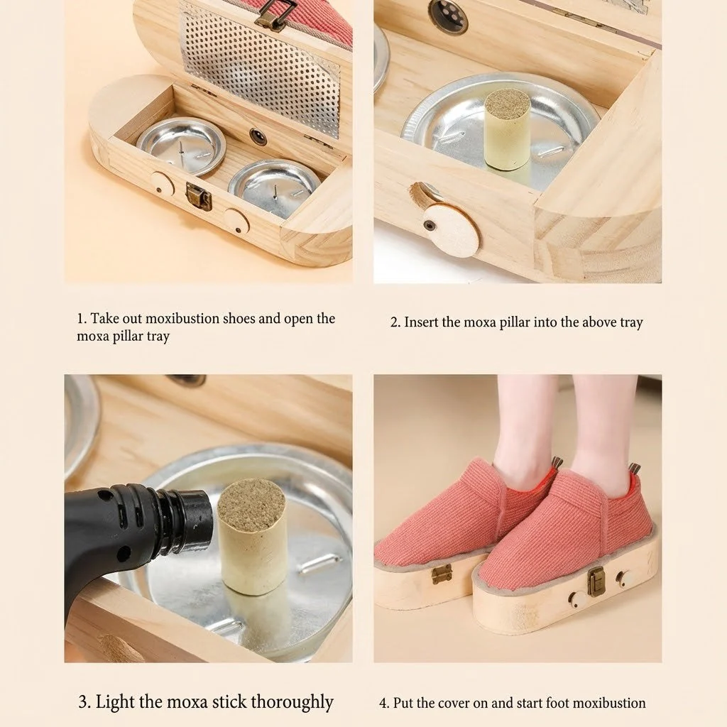 Natural Wood Herbal Heat Circulation Therapy Boots - Image 3