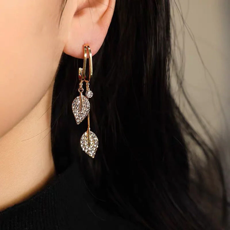 Nature Elegance Crystal Long Tassel Earrings - Image 2