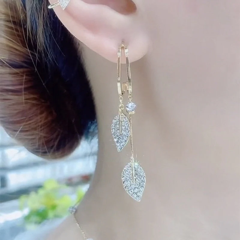 Nature Elegance Crystal Long Tassel Earrings - Image 4