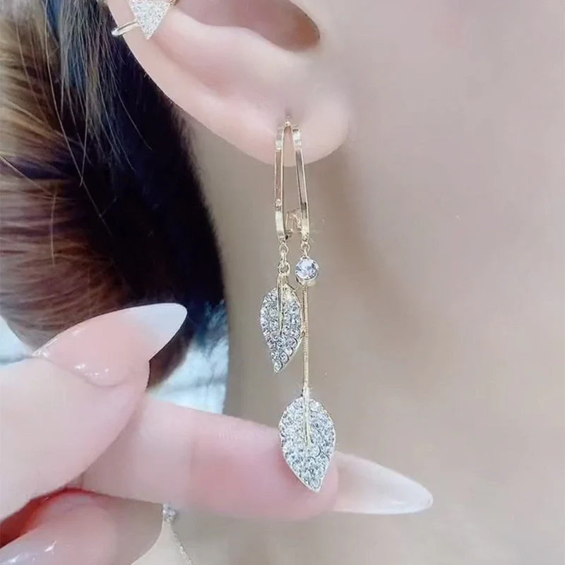 Nature Elegance Crystal Long Tassel Earrings - Image 5