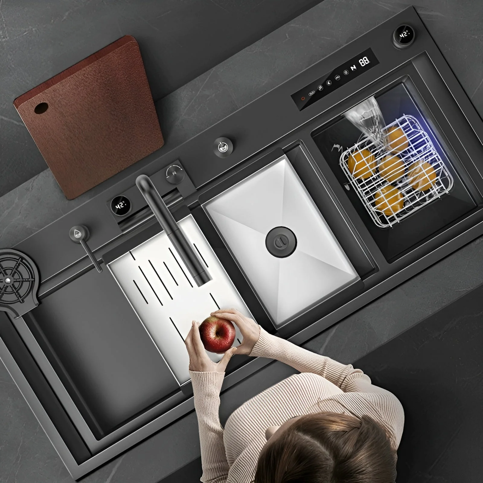 Nebula Kitchen Touch Display Nano Steel Smart Sink - Image 2