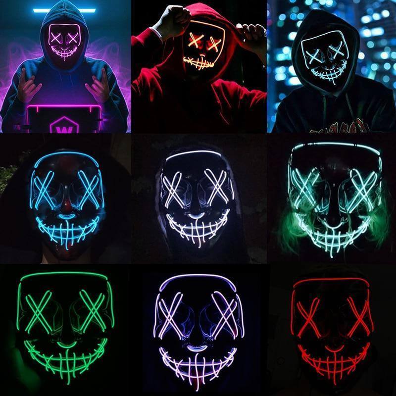Neon Horror LED Party Halloween Mask - Image 2