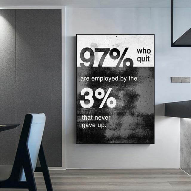 Never Gave Up Modern Black And White Motivational Poster - Image 4