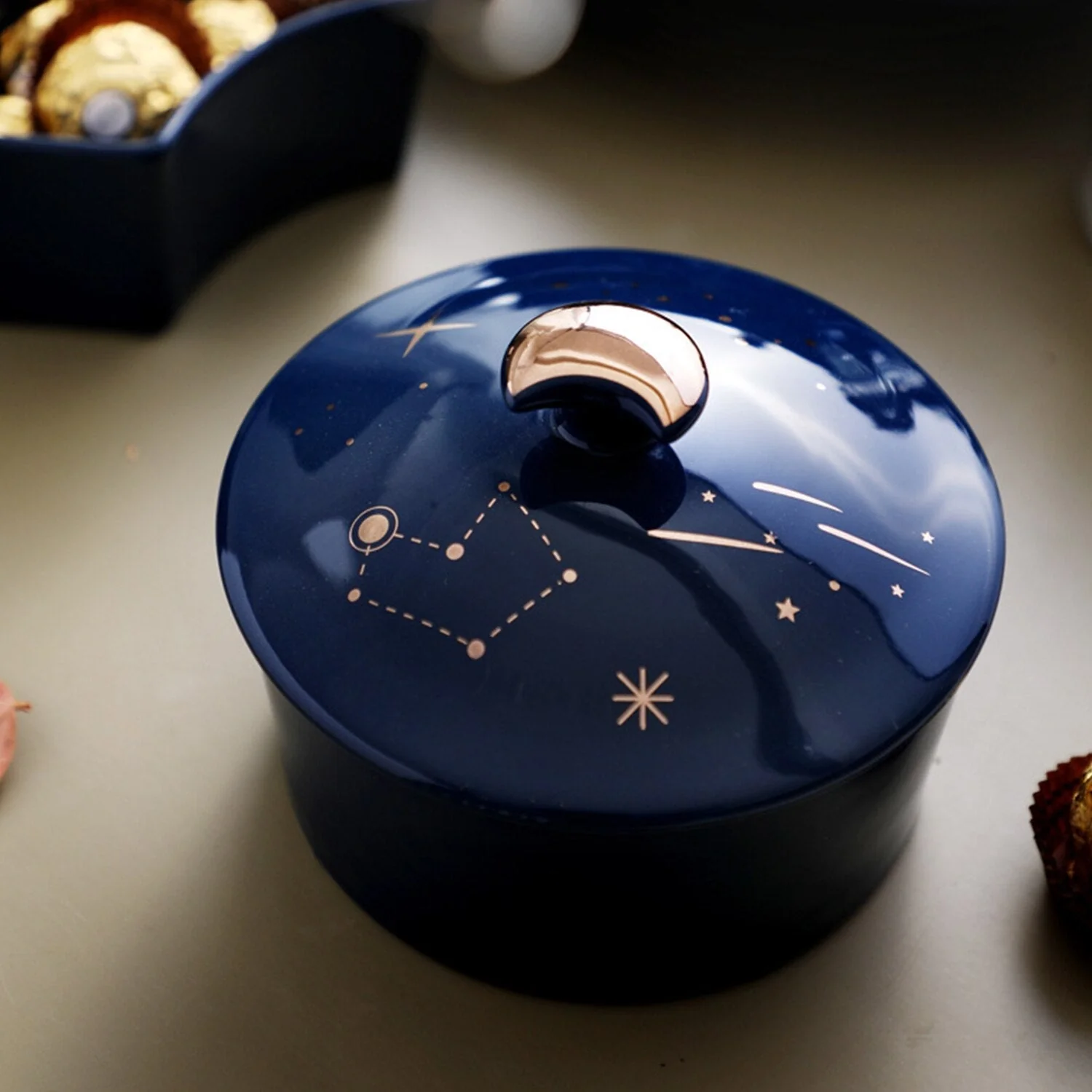 Night Sky Rotatable Ceramic Snack Plate - Image 2