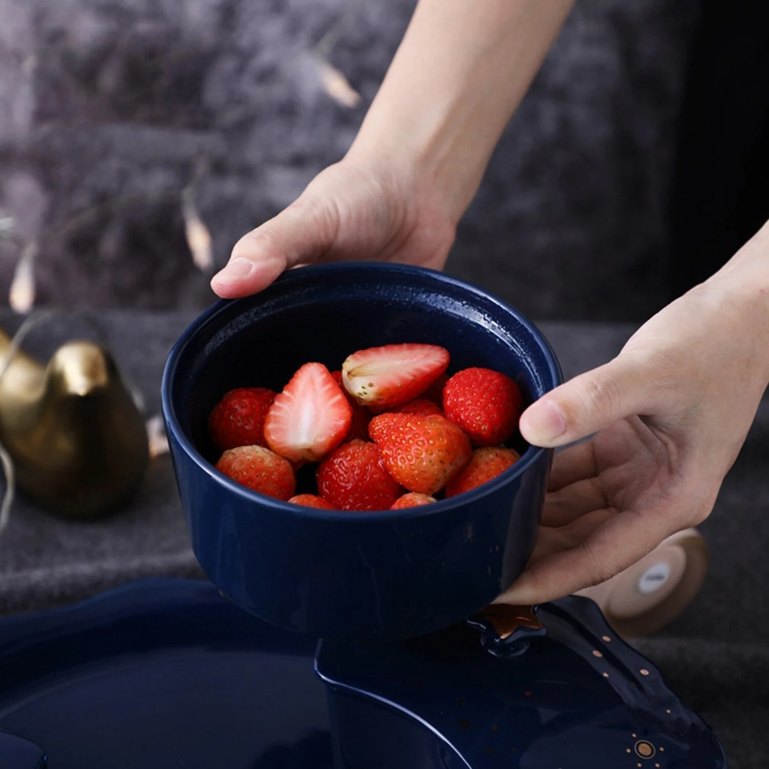 Night Sky Rotatable Ceramic Snack Plate - Image 3