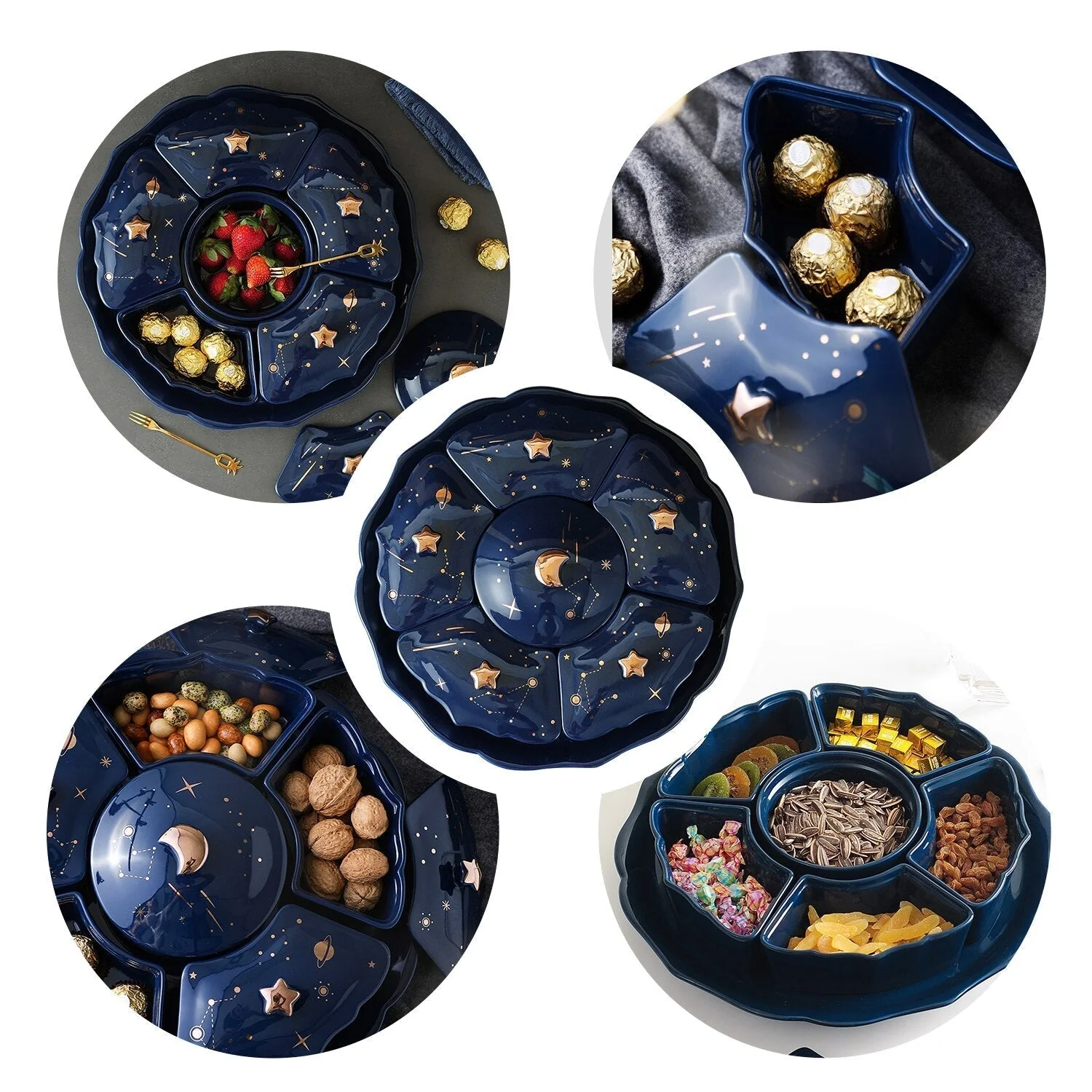 Night Sky Rotatable Ceramic Snack Plate - Image 4