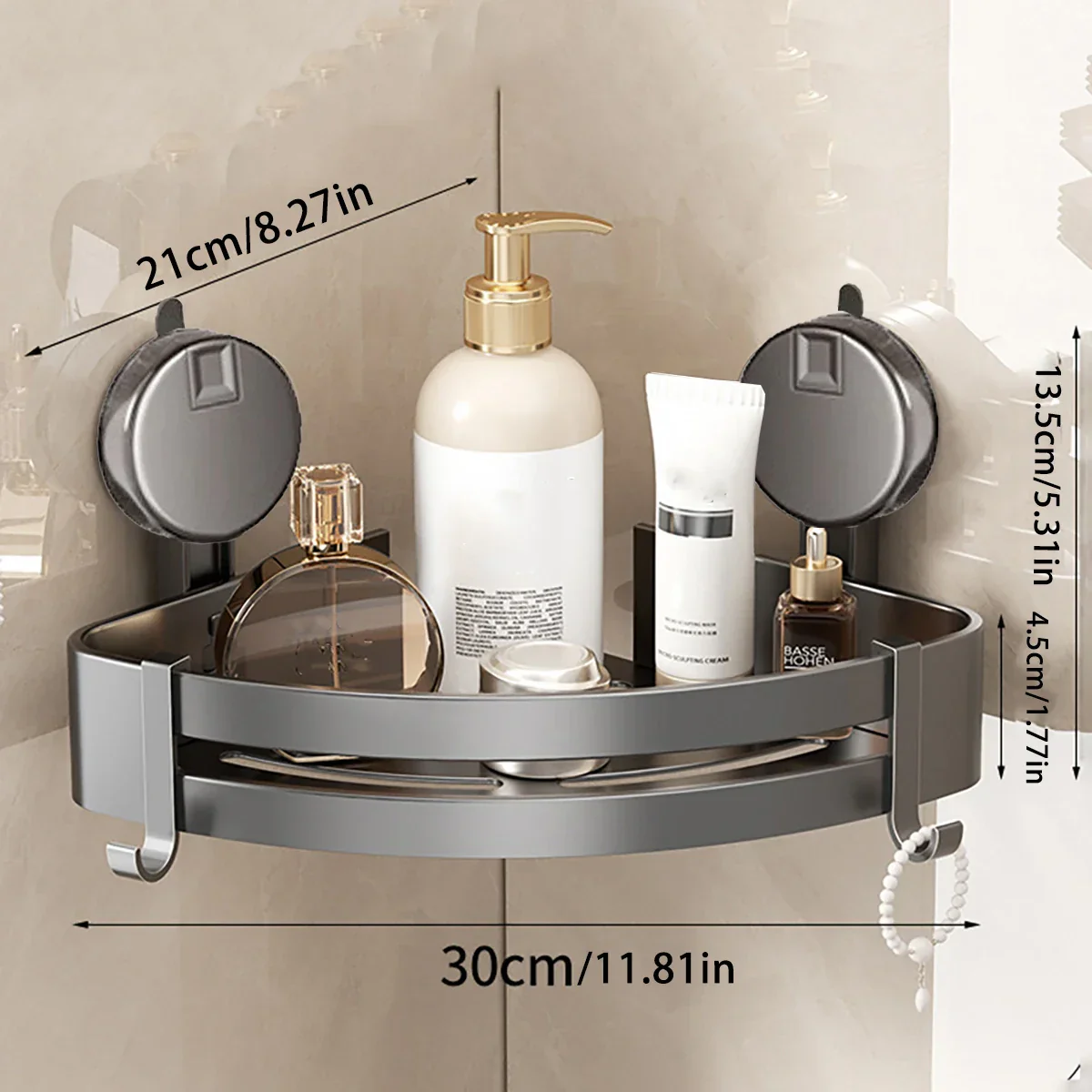No-Drill Suction Powered Corner Bathroom Organizer - Image 5