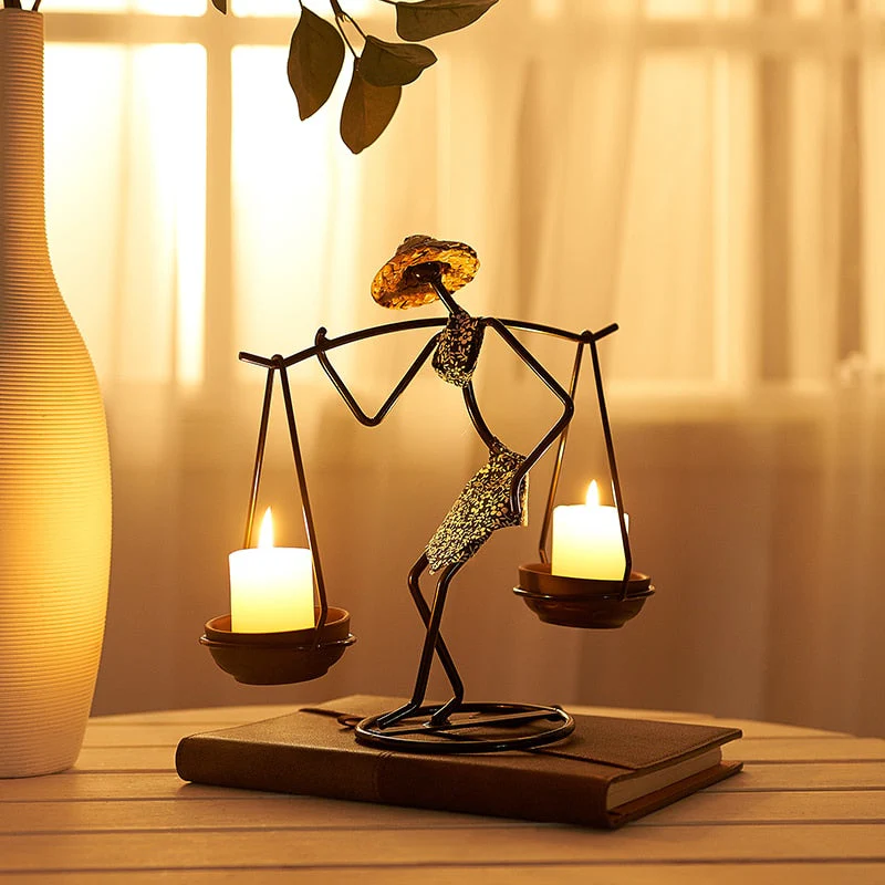 Nordic Abstract Character Metal Candle Holder - Image 2