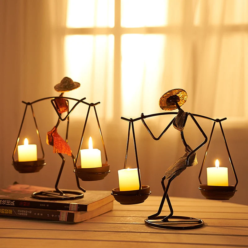 Nordic Abstract Character Metal Candle Holder - Image 3