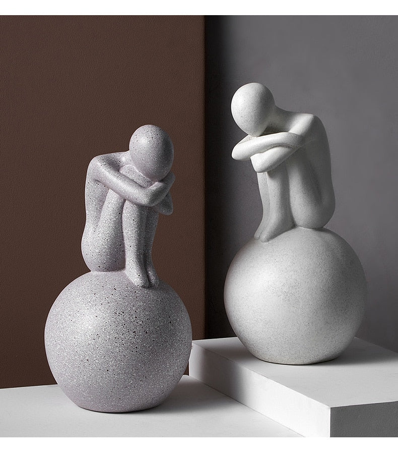 Nordic Abstract Thinker Resin Statue Sculpture - Image 15