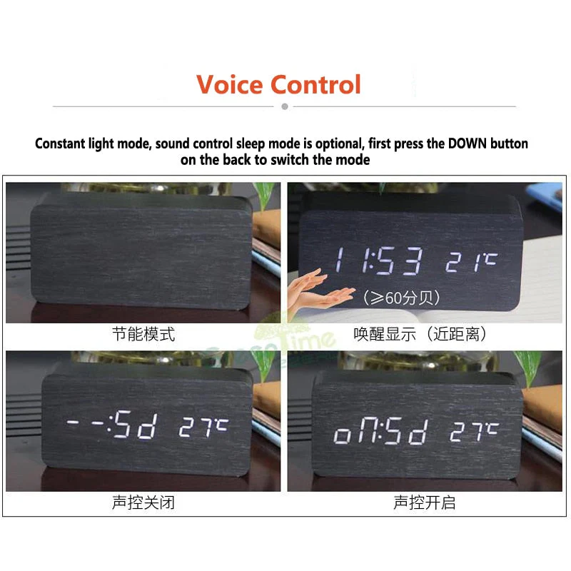 Nordic Digital Led Voice Control Alarm Clock - Image 21