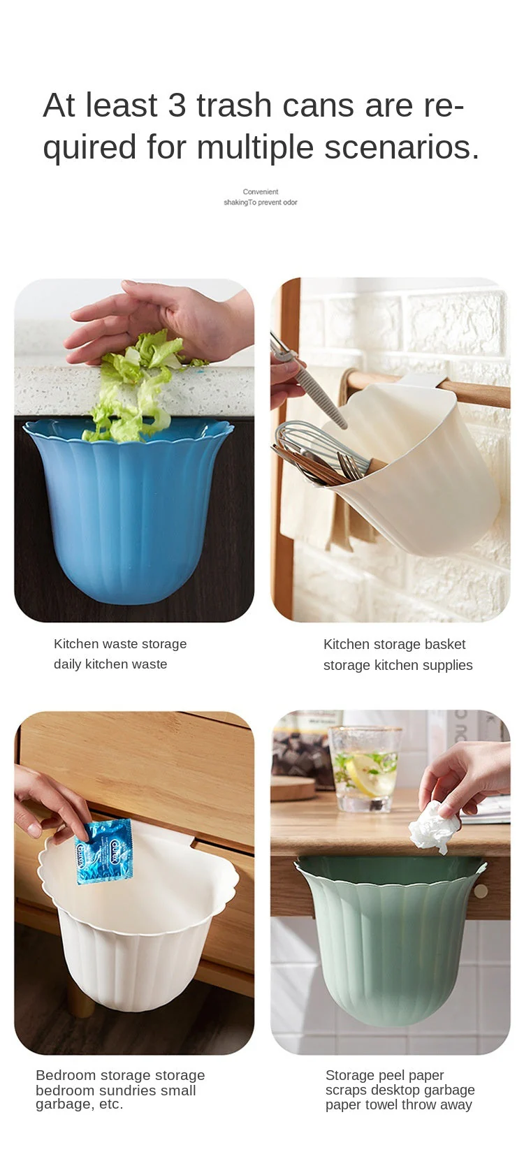 Nordic Flower Shape Hanging Trash Can - Image 5
